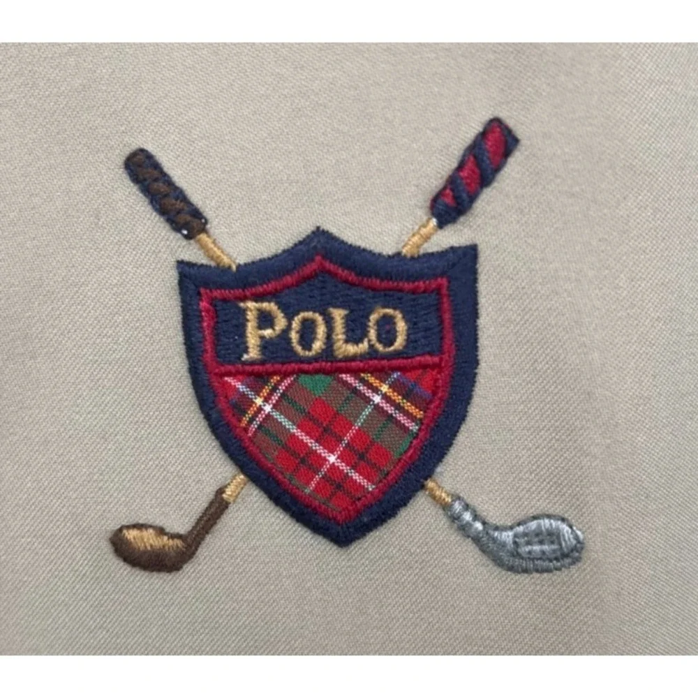 VTG Polo Golf Ralph Lauren Men's 1/4 Snap Windbreaker Jacket XXL Beige Polyester